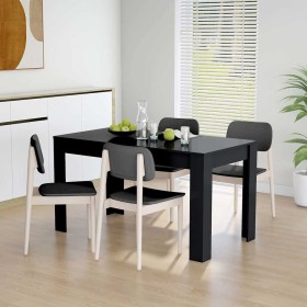 Mesa de comedor de madera contrachapada negro 140x74,5x76 cm en Mesas de comedor | Comprar online en Foru.es