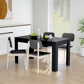 Mesa de comedor de madera contrachapada negro 140x74,5x76 cm en Mesas de comedor | Comprar online en Foru.es