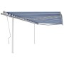 Toldo manual retráctil con postes azul y blanco 4,5x3 m en Toldos | Comprar online en Foru.es