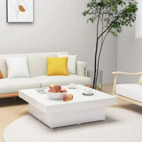 Mesa de centro madera contrachapada blanco brillante 90x90x28cm de vidaXL, Mesas de centro - Ref: Foro24-806918, Precio: 88,9...