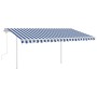 Toldo manual retráctil con postes azul y blanco 4,5x3 m en Toldos | Comprar online en Foru.es