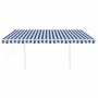 Toldo manual retráctil con postes azul y blanco 4,5x3 m en Toldos | Comprar online en Foru.es