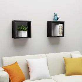 Estante cubo pared 2 uds negro 30x15x30 cm de vidaXL, Estantes y estanterías - Ref: Foro24-807001, Precio: 24,12 €, Descuento: %