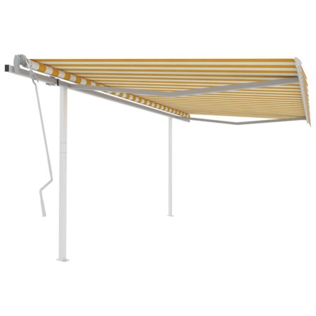 Toldo manual retráctil con postes amarillo y blanco 4,5x3 m en Toldos | Comprar online en Foru.es