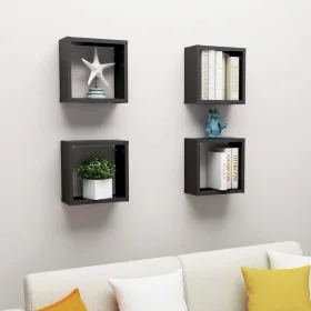 Estante cubo pared 4 uds negro 30x15x30 cm de vidaXL, Estantes y estanterías - Ref: Foro24-807002, Precio: 39,80 €, Descuento: %