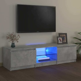 Mueble de TV con luces LED gris hormigón 140x40x36 cm en Muebles TV | Comprar online en Foru.es