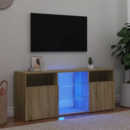 Armario TV con luces LED roble Sonoma 120x30x50 cm en Muebles TV | Comprar online en Foru.es