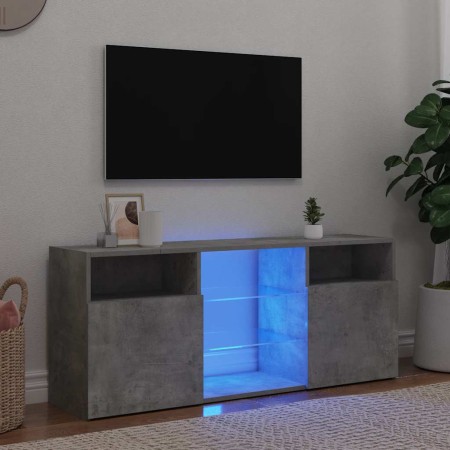 Mueble de TV con luces LED gris hormigón 120x30x50 cm en Muebles TV | Comprar online en Foru.es