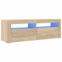 Mueble de TV con luces LED roble Sonoma 120x35x40 cm en Muebles TV | Comprar online en Foru.es