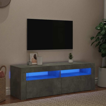 Mueble de TV con luces LED gris hormigón 120x35x40 cm en Muebles TV | Comprar online en Foru.es