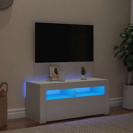 Mueble de TV con luces LED blanco 90x35x40 cm en Muebles TV | Comprar online en Foru.es