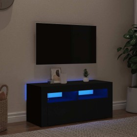 Mueble de TV con luces LED negro 90x35x40 cm en Muebles TV | Comprar online en Foru.es
