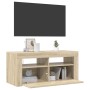Mueble de TV con luces LED roble Sonoma 90x35x40 cm en Muebles TV | Comprar online en Foru.es