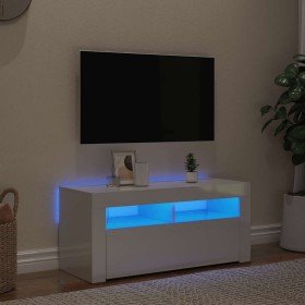Mueble de TV con luces LED blanco brillante 90x35x40 cm en Muebles TV | Comprar online en Foru.es