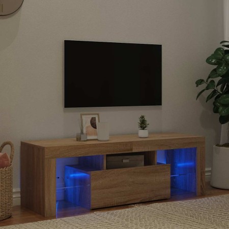 Mueble de TV con luces LED roble Sonoma 120x35x40 cm en Muebles TV | Comprar online en Foru.es