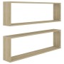 Estantes cubo pared 2uds contrachapado roble Sonoma 100x15x30cm de vidaXL, Estantes y estanterías - Ref: Foro24-807088, Preci...