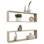 Estantes cubo pared 2uds contrachapado roble Sonoma 100x15x30cm de vidaXL, Estantes y estanterías - Ref: Foro24-807088, Preci...