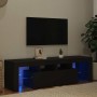 Mueble de TV con luces LED negro 140x36,5x40 cm en Muebles TV | Comprar online en Foru.es