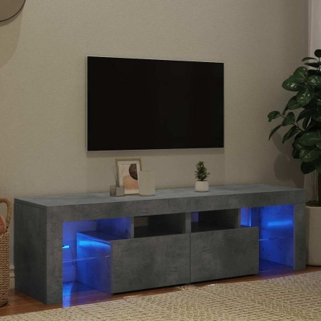 Mueble de TV con luces LED gris hormigón 140x36,5x40 cm en Muebles TV | Comprar online en Foru.es