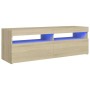 Mueble de TV con luces LED roble Sonoma 120x35x40 cm en Muebles TV | Comprar online en Foru.es