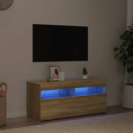Mueble de TV con luces LED roble Sonoma 90x35x40 cm en Muebles TV | Comprar online en Foru.es