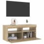 Mueble de TV con luces LED roble Sonoma 90x35x40 cm en Muebles TV | Comprar online en Foru.es