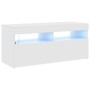 Mueble de TV con luces LED blanco brillante 90x35x40 cm en Muebles TV | Comprar online en Foru.es