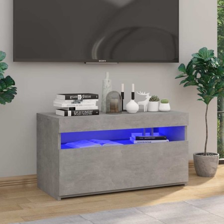 Mueble de TV con luces LED gris hormigón 75x35x40 cm en Muebles TV | Comprar online en Foru.es