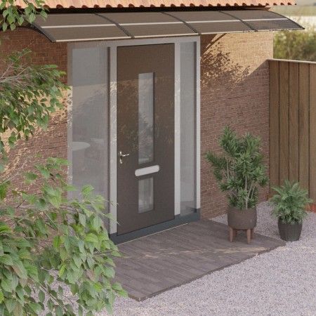 Marquesina de puerta policarbonato negro 350x75 cm de vidaXL, Toldos - Ref: Foro24-153593, Precio: 91,38 €, Descuento: %