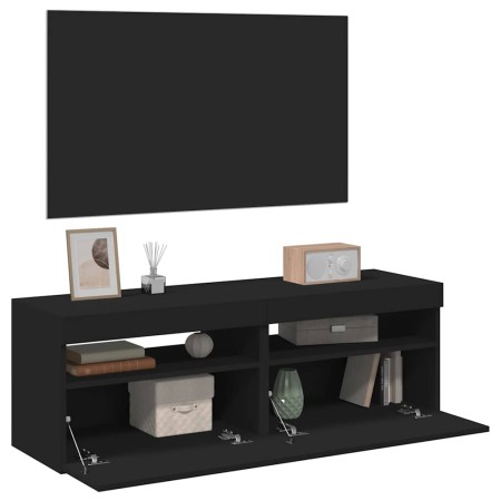 Muebles de TV con luces LED 2 uds negro 60x35x40 cm en Muebles TV | Comprar online en Foru.es