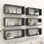 Estante cubo de pared 6 uds contrachapado negro 60x15x23 cm de vidaXL, Estantes y estanterías - Ref: Foro24-807138, Precio: 7...