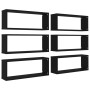Estante cubo de pared 6 uds contrachapado negro 60x15x23 cm de vidaXL, Estantes y estanterías - Ref: Foro24-807138, Precio: 7...