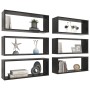 Estante cubo de pared 6 uds contrachapado negro 60x15x23 cm de vidaXL, Estantes y estanterías - Ref: Foro24-807138, Precio: 7...
