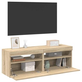 Muebles para TV con luces LED 2 uds roble Sonoma 60x35x40 cm en Muebles TV | Comprar online en Foru.es