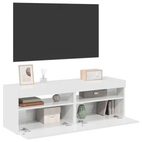 Muebles de TV con luces LED 2 uds blanco brillante 60x35x40 cm en Muebles TV | Comprar online en Foru.es