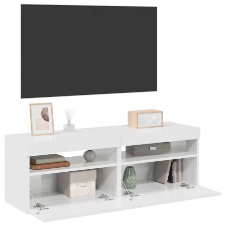 Muebles de TV con luces LED 2 uds blanco brillante 60x35x40 cm en Muebles TV | Comprar online en Foru.es