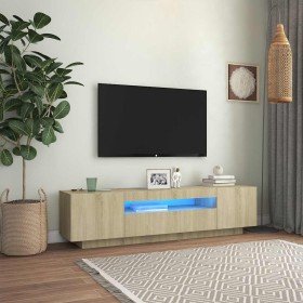Mueble de TV con luces LED roble Sonoma 160x35x40 cm en Muebles TV | Comprar online en Foru.es