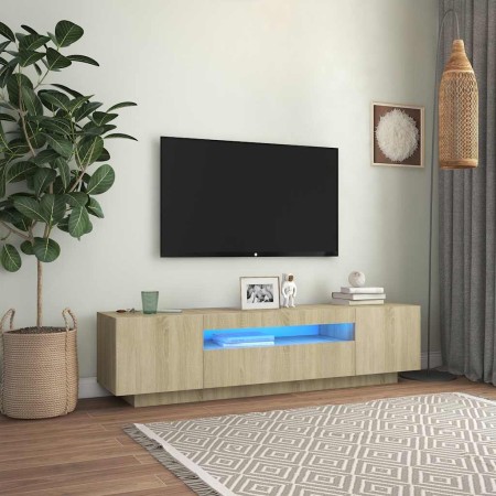 Mueble de TV con luces LED roble Sonoma 160x35x40 cm en Muebles TV | Comprar online en Foru.es
