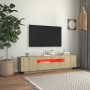 Mueble de TV con luces LED roble Sonoma 160x35x40 cm en Muebles TV | Comprar online en Foru.es
