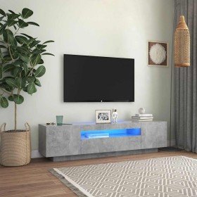 Mueble de TV con luces LED gris hormigón 160x35x40 cm en Muebles TV | Comprar online en Foru.es