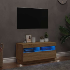 Mueble de TV con luces LED roble Sonoma 80x35x40 cm en Muebles TV | Comprar online en Foru.es