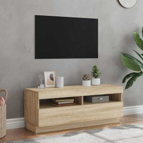 Mueble de TV con luces LED roble Sonoma 100x35x40 cm en Muebles TV | Comprar online en Foru.es