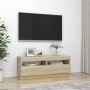 Mueble de TV con luces LED roble Sonoma 100x35x40 cm en Muebles TV | Comprar online en Foru.es