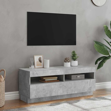 Mueble de TV con luces LED gris hormigón 100x35x40 cm en Muebles TV | Comprar online en Foru.es