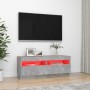 Mueble de TV con luces LED gris hormigón 100x35x40 cm en Muebles TV | Comprar online en Foru.es