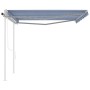 Toldo manual retráctil con postes azul y blanco 4,5x3 m en Toldos | Comprar online en Foru.es