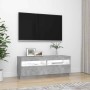 Mueble de TV con luces LED gris hormigón 100x35x40 cm en Muebles TV | Comprar online en Foru.es