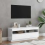 Mueble de TV con luces LED blanco brillante 100x35x40 cm en Muebles TV | Comprar online en Foru.es