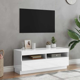 Mueble de TV con luces LED blanco brillante 100x35x40 cm en Muebles TV | Comprar online en Foru.es