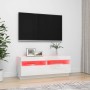 Mueble de TV con luces LED blanco brillante 100x35x40 cm en Muebles TV | Comprar online en Foru.es